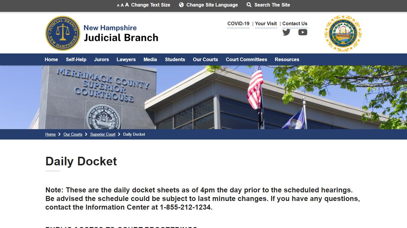 Daily Docket | New Hampshire Judicial Branch