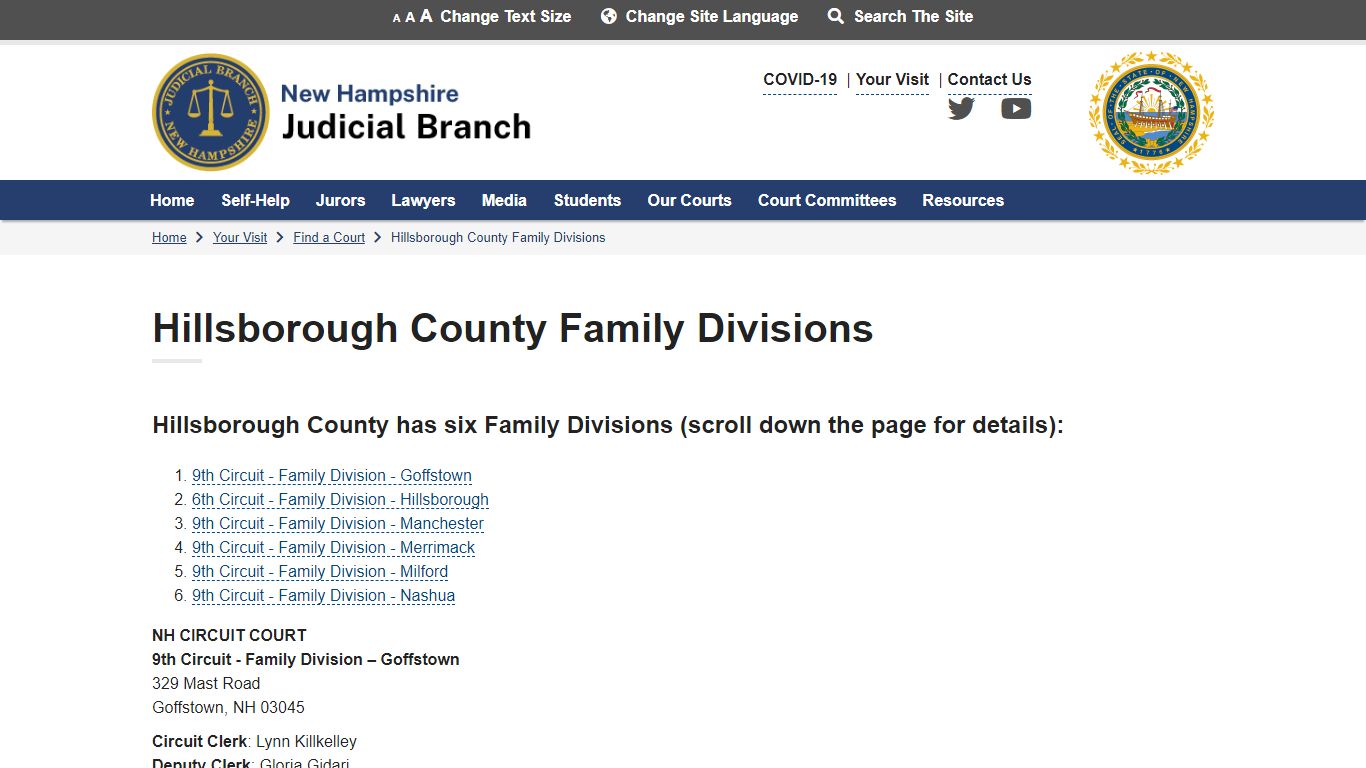 Hillsborough County Family Divisions | New Hampshire Judicial Branch